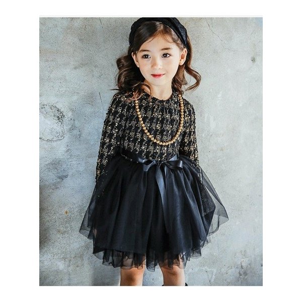 キッズ 子ども服 女の子 フォーマル シフォン ワンピース 春秋冬 長袖 ネックレス付き おしゃれ 入学式 入園式 発表会 演奏会 結婚式 パーティー プチプラ