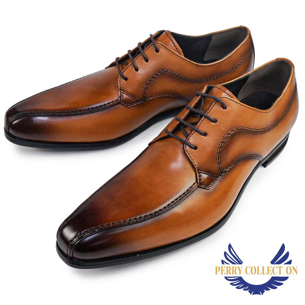 ペリー コレクション PR4060 靴 幅広 本革 外羽根 スワローモカ ロングノーズ 紐靴 メンズ ビジネスシューズ