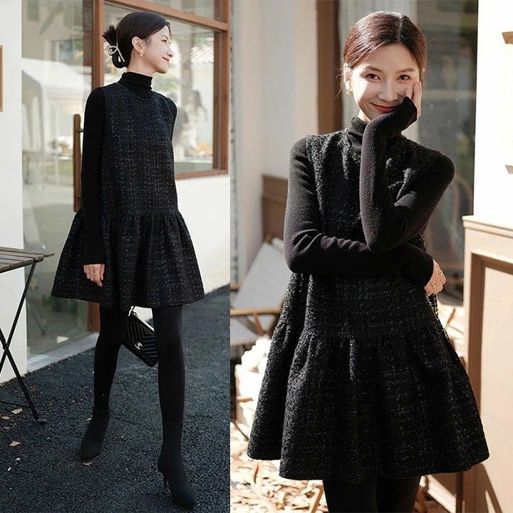 【急速出荷!】【セレブ愛用】ツイード ワンピース フレア ベスト レディースミディアム丈 おしゃれ コート春 秋 コーデ ノースリーブ エレガント カジュアル ママスーツ セレモニー 入学式 卒業式