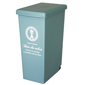 (8個セット) ゴミ箱 ダストボックス 約幅268mm 45L ブルー スライド開閉 ふた付 キャスター 袋留め付 日本製 スライドペール