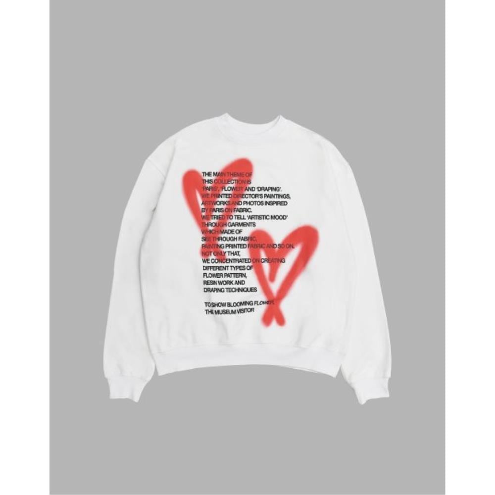 THE MUSEUM VISITOR HEART SPRAY PRINTED SWEATSHIRTS WHITE