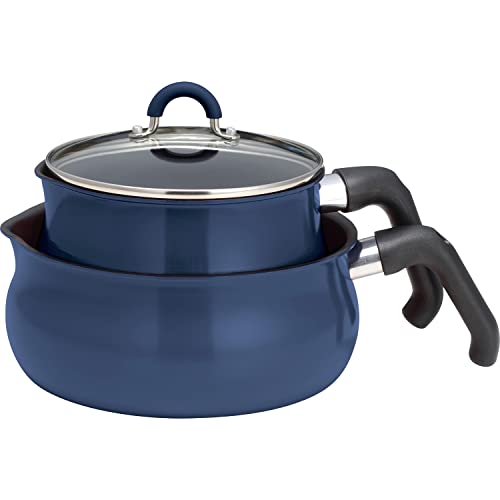 和平フレイズ 1台7役にプラス機能! マルチポット＆マルチパン セット Lサイズ ネイビー IHガス対応 ToMay トゥーメイ AMB-2838