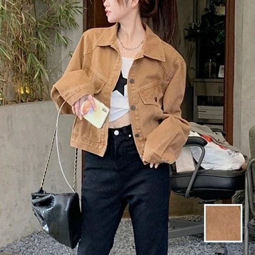 アウター ブルゾン 韓国 ファッション レディース 春 秋 冬 カジュアル コーデ シンプル 定番 セレカジ 20代 30代 40代 2025 ショート オーバーサイズ Gジャン カラーデニム