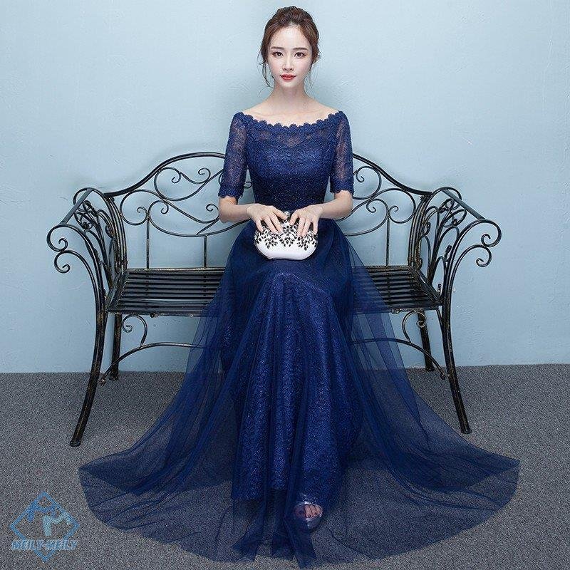カラードレス 青 演奏会 ロング 安い イブニングドレス 結婚式 パーティードレス 花嫁 フォーマル