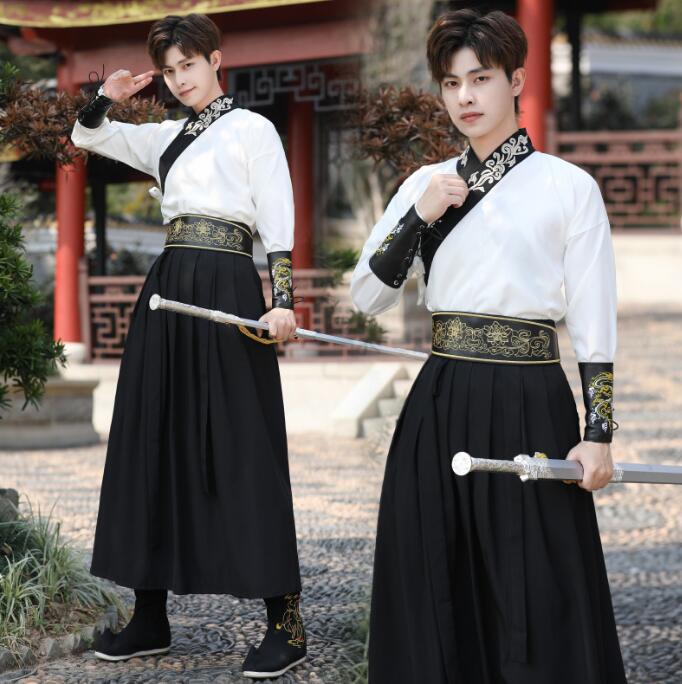 メンズ 唐装漢服 華流 コスチューム 漢服 メンズコスプレ衣装 刺繍柄 グラデーション 漢服 ハロウィン 文化祭 学園祭 イベント 変身仮装 古代 美男子 衣装 メンズ漢服