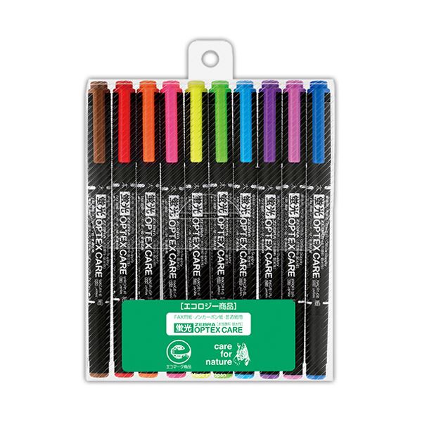 (まとめ) ゼブラ 蛍光オプテックスケア10色（各色1本） WKCR1-10C 1パック (×10セット)