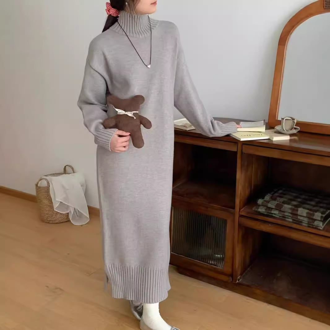 ニットワンピース ロングワンピース レディース 韓国ファッション 長袖ワンピース ニットカーディガン セーター30%までに制限