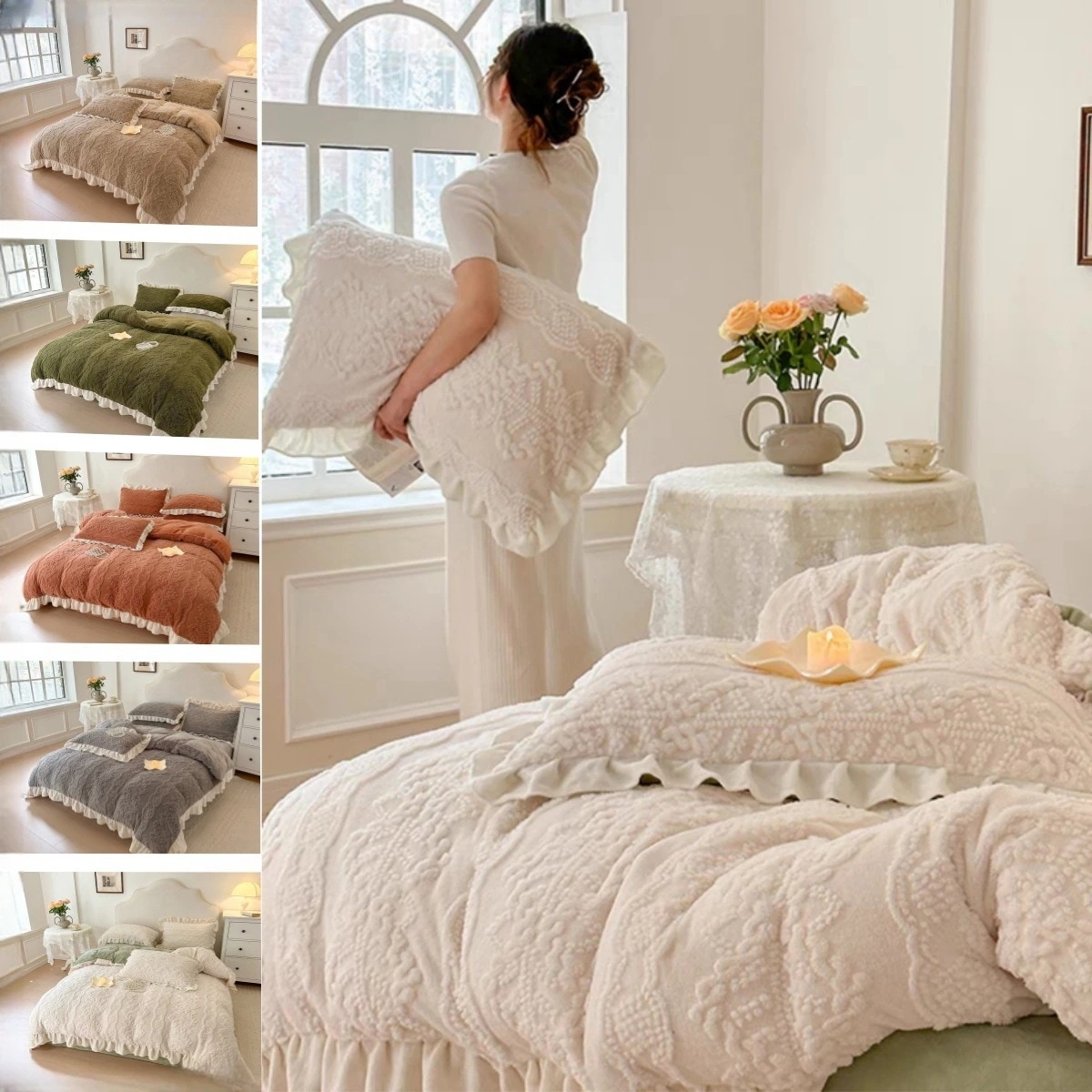 福袋布団カバー セット ベッド用品4点セット コーラルダウン 毛布 暖かい 厚手 ベッドカバー サイズ 掛け布団カバーボ 抗菌防臭 洗える 寝具