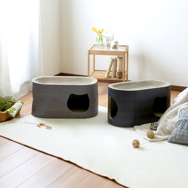 爪とぎ 猫 段ボール ダンボール ネコ おしゃれ 爪研ぎ ストレス解消 インテリア 北欧 馴染む 耐久性 高密度 遊び 木目 デザイン 黒 ブラック グレー クラシック