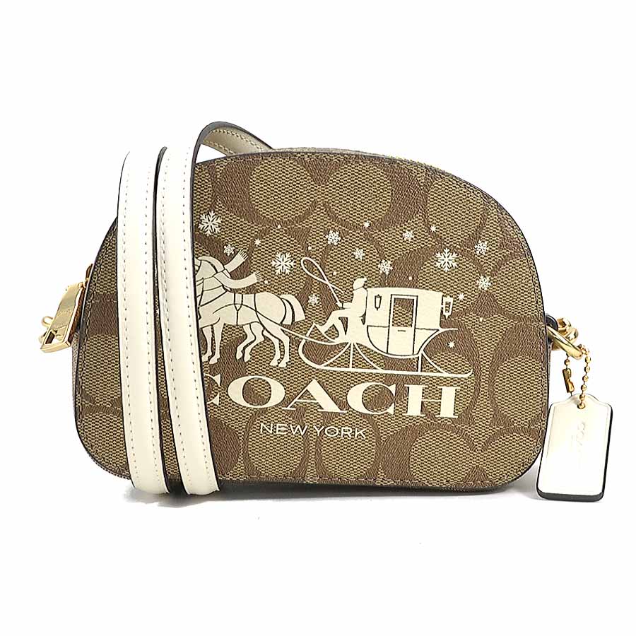 コーチ COACH 斜め掛けショルダーバッグ シグネチャー レザー ブラウン系×アイボリー レディース r9944f