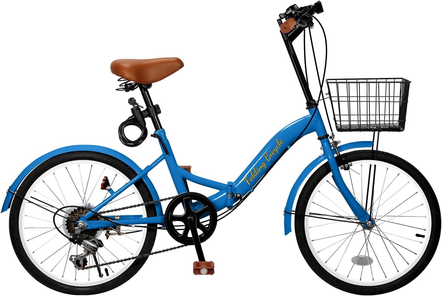 折りたたみ自転車 折り畳み自転車 20インチ 折畳み自転車 6段変速 高炭素鋼フレーム ハンドル サドル高さ調整可能 前後泥除け装備 ワイヤーロック/ライト/カゴ/空気入れ付き 通勤 通学 旅行