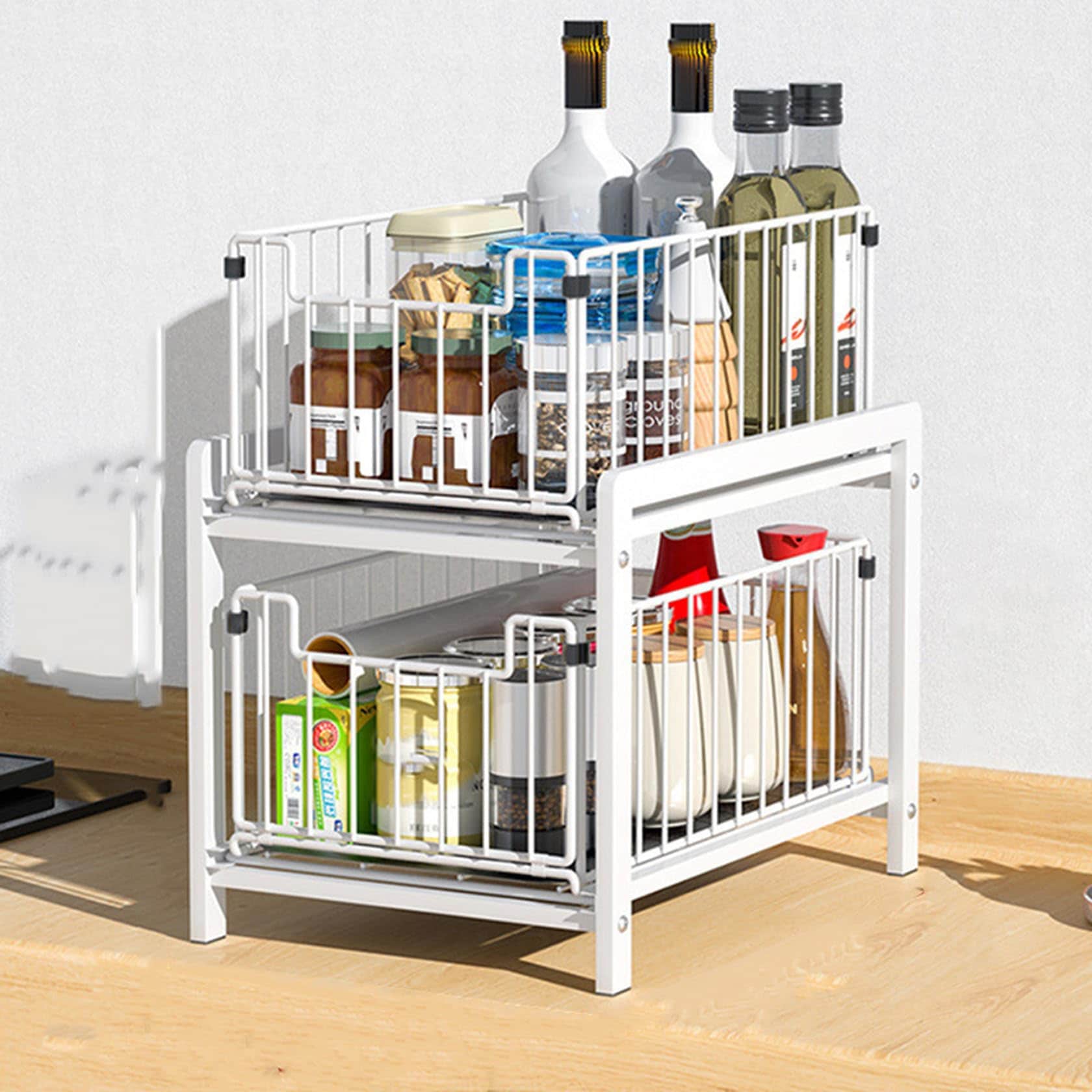 [SDS] シンク下ラック 収納 スライド 大容量 引き出し 2段 キッチン収納 洗面台下 収納ラック キッチンラック 台所 整理収納 洗面台下 26*37*38.5 収納 タイプ2 耐荷重 多機能