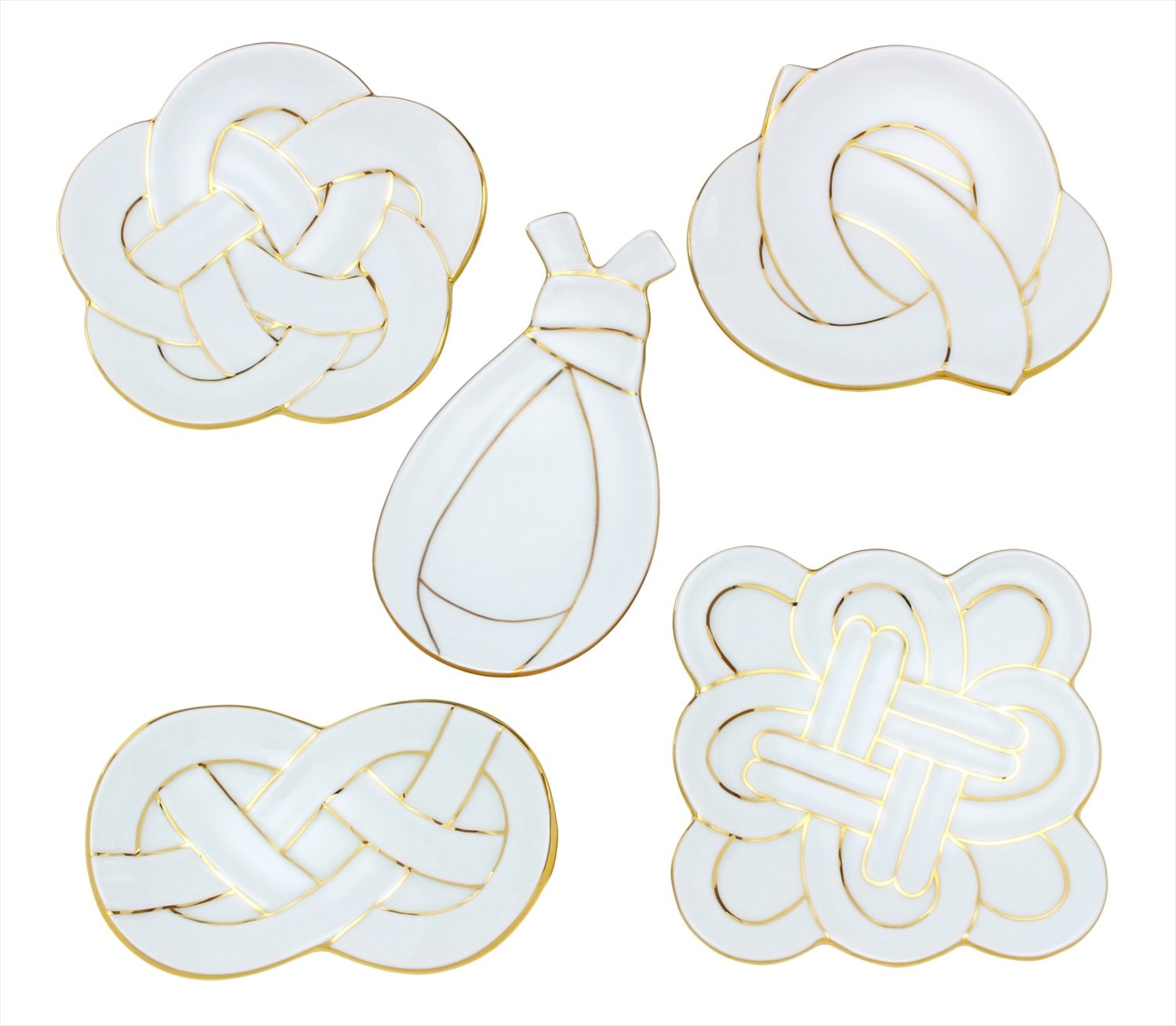 24to3 西富陶磁器 有田焼 皿 セット 田清窯 結び 小皿 プレート 皿 5柄 金 クリスマス 迎春 お正月 食器 日本製