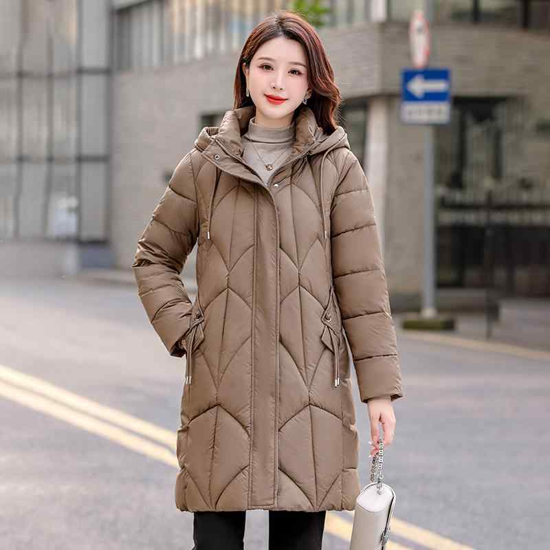 秋服 レディース ファッション オシャレ カワイイ シンプル 大人カワイイ 大きいサイズ ハイエンド 綿 衣類 ミドル丈 冬 ウエスト スリム コットンコート フード付き コットン ジャケット