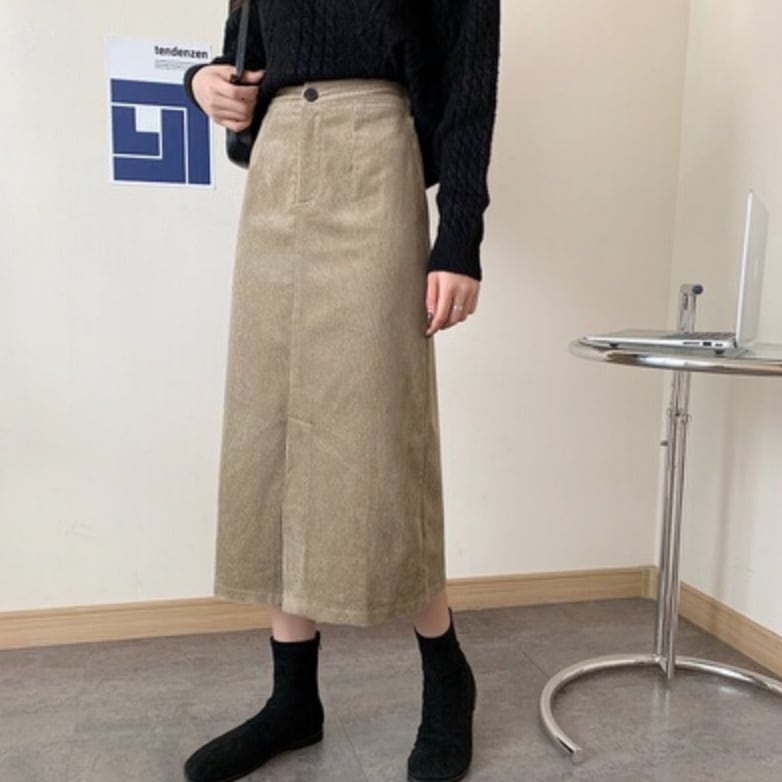 スカート デート ロングスカート ロング ロング丈 ハイウエスト 無地 春 夏 秋 冬 個性的 ベージュ ブラック S M L XL こなれ感 スタイルアップ エレガント クール モード系