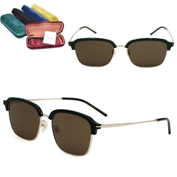 サングラス GG1733SK-003 サングラス アジアンフィット メンズ レディース ユニセックス ダークグリーン ゴールド ブラウン