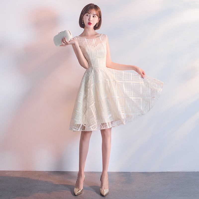 ブライズメイドドレスショートレディース2024韓国シャンパンカラー親友ブライズメイドグループシスタードレスドレススモールドレス夏