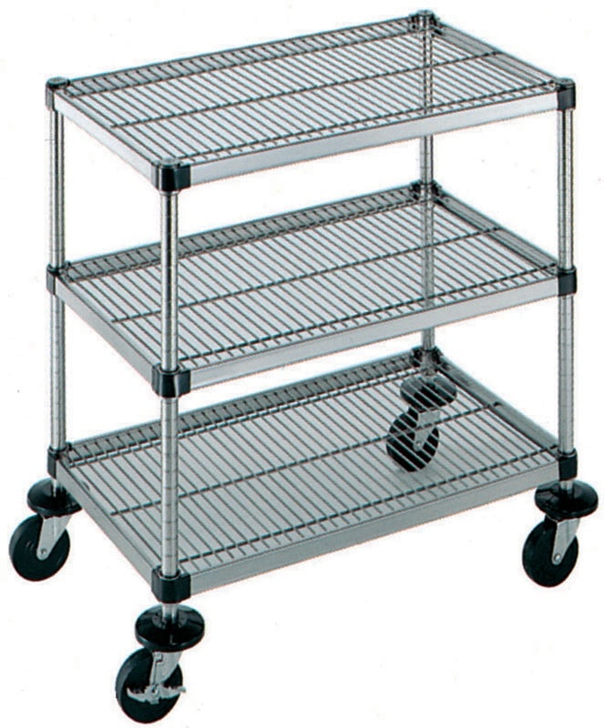 本間冬治工業 弁慶シェルフワゴン 3段 上中下段メッシュ棚 460x1060xH827mm 4-3-3M-10