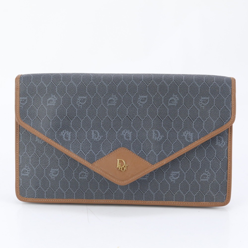 ヴィンテージ ハニカム レザー×コーティングキャンバス クラッチ バッグ ハンド セカンド ポーチ トート レディース ERE CP12-3 中古