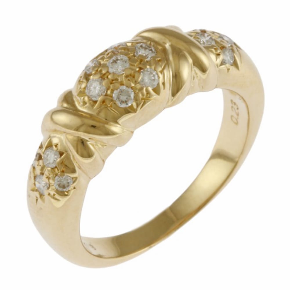 リング 指輪 9号 18金 K18イエローゴールド ダイヤモンド 0.23ct 中古 美品