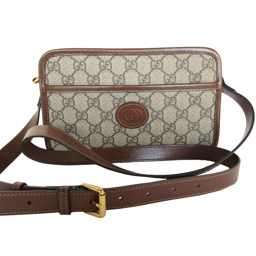 グッチ GUCCI 斜め掛けショルダーバッグ GGスプリーム PVC/レザー ベージュ/ブラウン ゴールド レディース 658572 s0407i