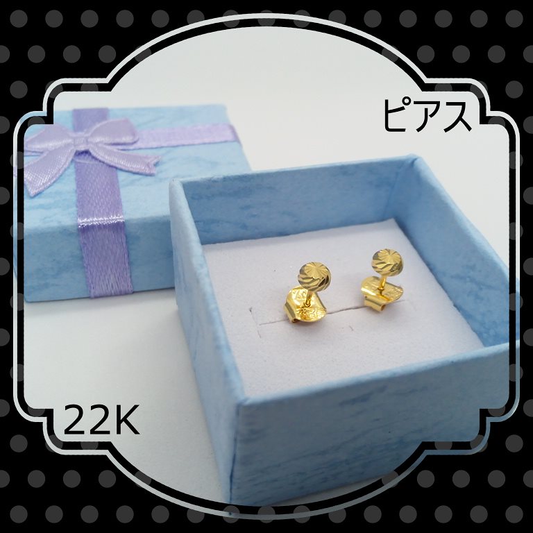 22K　ゴールド　円形　ピアス　オシャレ　可愛い　高級感