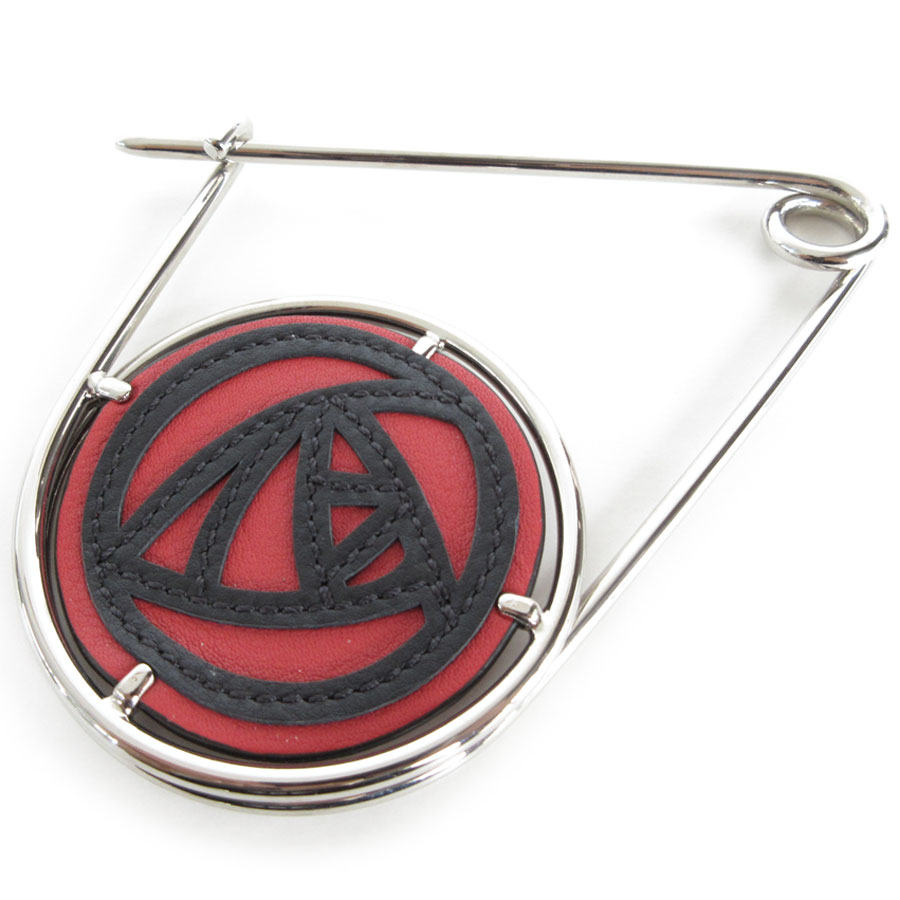 ロエベ LOEWE チャーム メタル/レザー シルバー/レッド/ブラック レディース s0417g