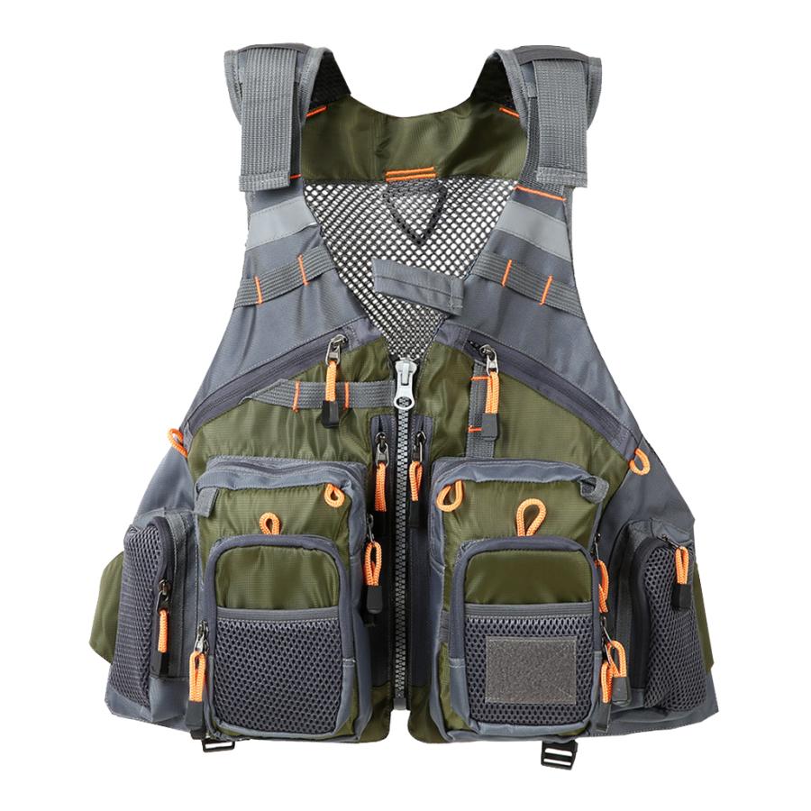 グリーン フライフィッシングベスト 女性男性カメラマンのためのフライフィッシングベスト