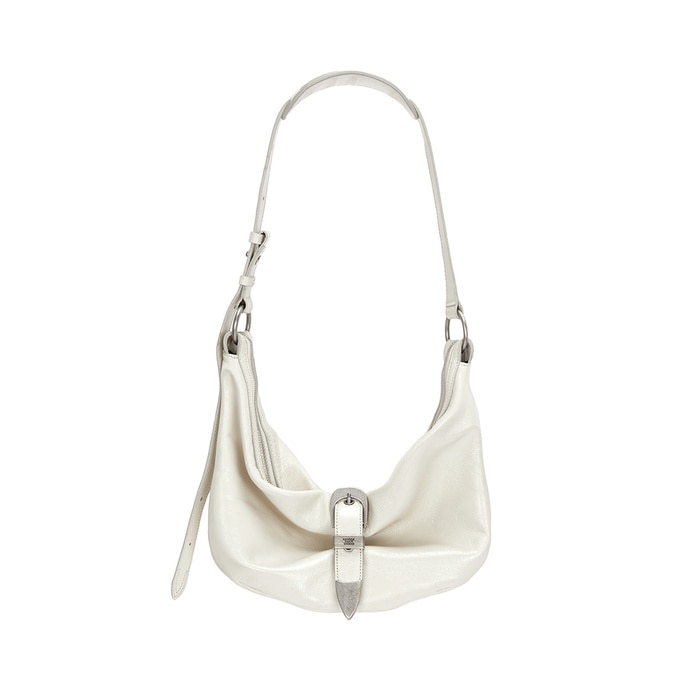 【MARGESHERWOOD】 BELTED HOBO MEDIUM : CREAM GLOSSY PLAIN