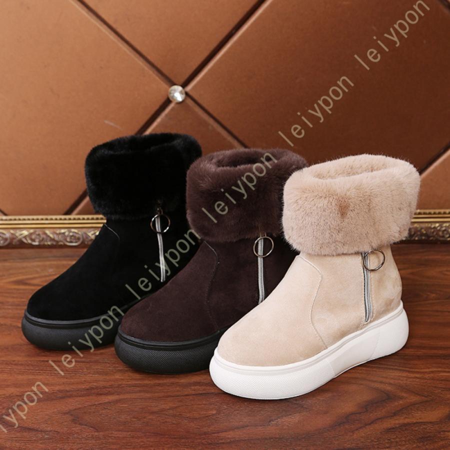 スノーブーツ レディース 裏起毛 ボアシューズ レディース 防寒 保温 スノーシューズ 冬靴 ウィンター 防寒靴 インヒール ウェッジ 雪靴 ショートブーツ