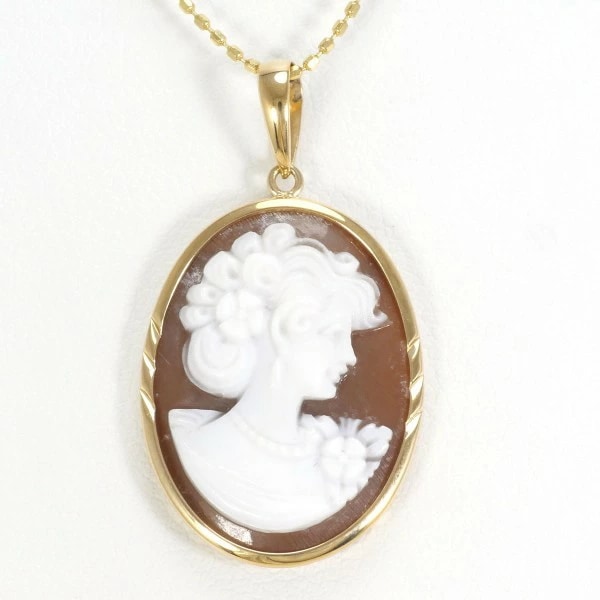 K18 18金 YG イエローゴールド ネックレス シェルカメオ 約40cm ジュエリー 中古 30,752円