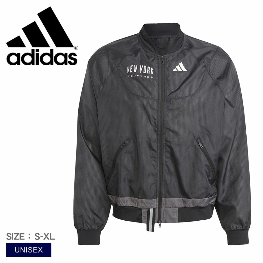 NYC ランニングジャケット ジェンダーニュートラル EZA76 ユニセックス 長袖 トレフォイルロゴ ストリート スポーティ スポーツ カジュアル ブランド リブ ストライプス 定番