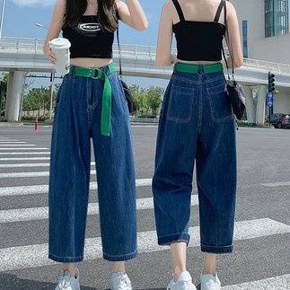 デニムパンツ 春 夏 秋 レディース ワイド ポケット ハイウエスト ブルーデニム 10代 20代 30代 ママ 公園デビュー お出かけ デート 普段使い 休日 キャンパス 通学 アウトドア かわいい