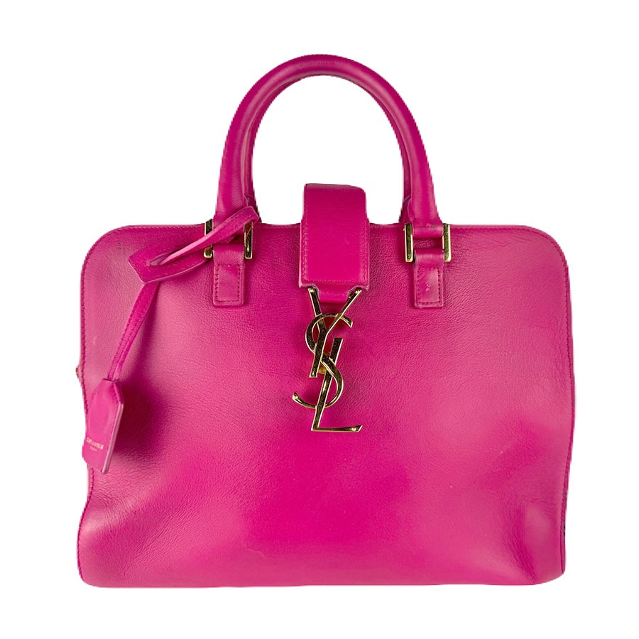サンローラン SAINT LAURENT ハンドバッグ ショルダーバッグ ベイビーカバス レザー マゼンタ ゴールド レディース z8335