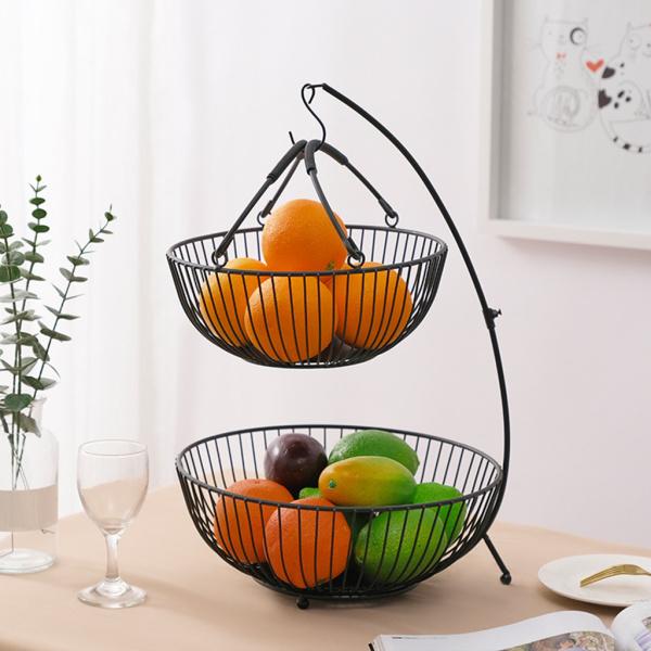 キッチンパーティーデコレーションブラックA用多目的アイアンフルーツバスケットディスプレイバスケット