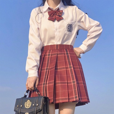 オリジナル新年赤い沙華JK制服スカート正規版秋冬学院風学校給格スカート百スカートセット 5,809円