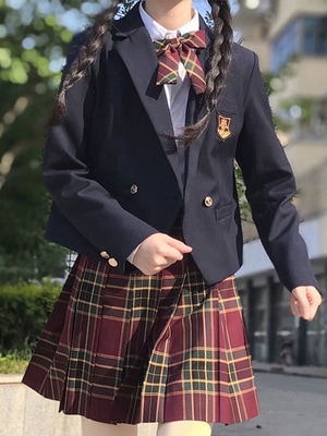 スーツJK制服スーツ秋冬正規オリジナル長袖学院風フルセット日系池太黒スーツコート女