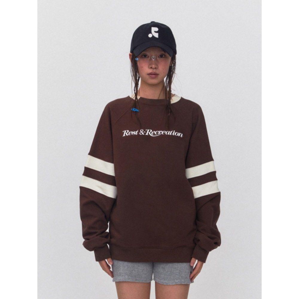 レスト & レクリエーション RR オーバーサイズラグランスウェットブラウン