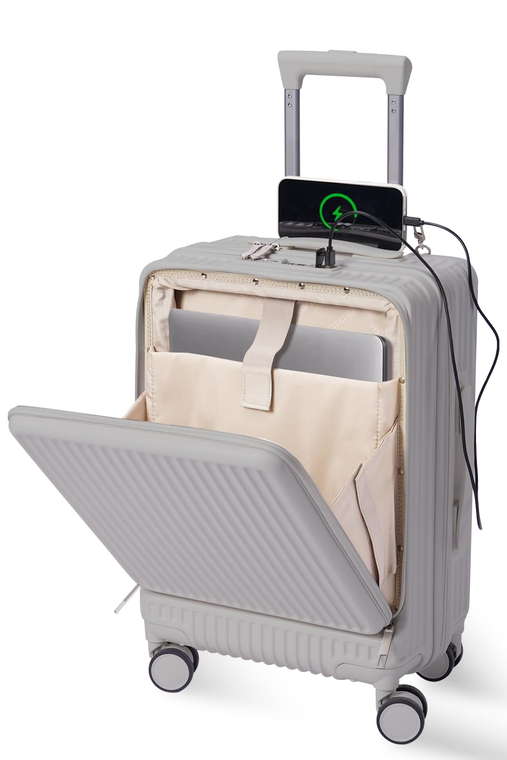 シシベラ スーツケース 前開き suitcase ッパー キャリーケース 機内持ち込み ストッパー 付き 360度回転 ブレーキ機能 静音 USBポート TSAローク ABS+PC 耐衝撃 海外旅行