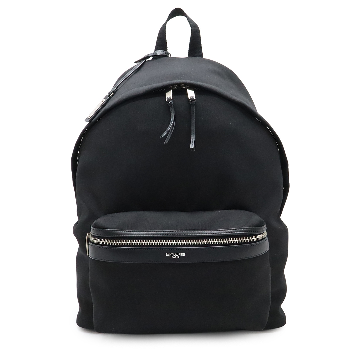 YSL イブサンローラン シティ バックパック リュックサック ナイロンキャンバス レザー ブラック 53496