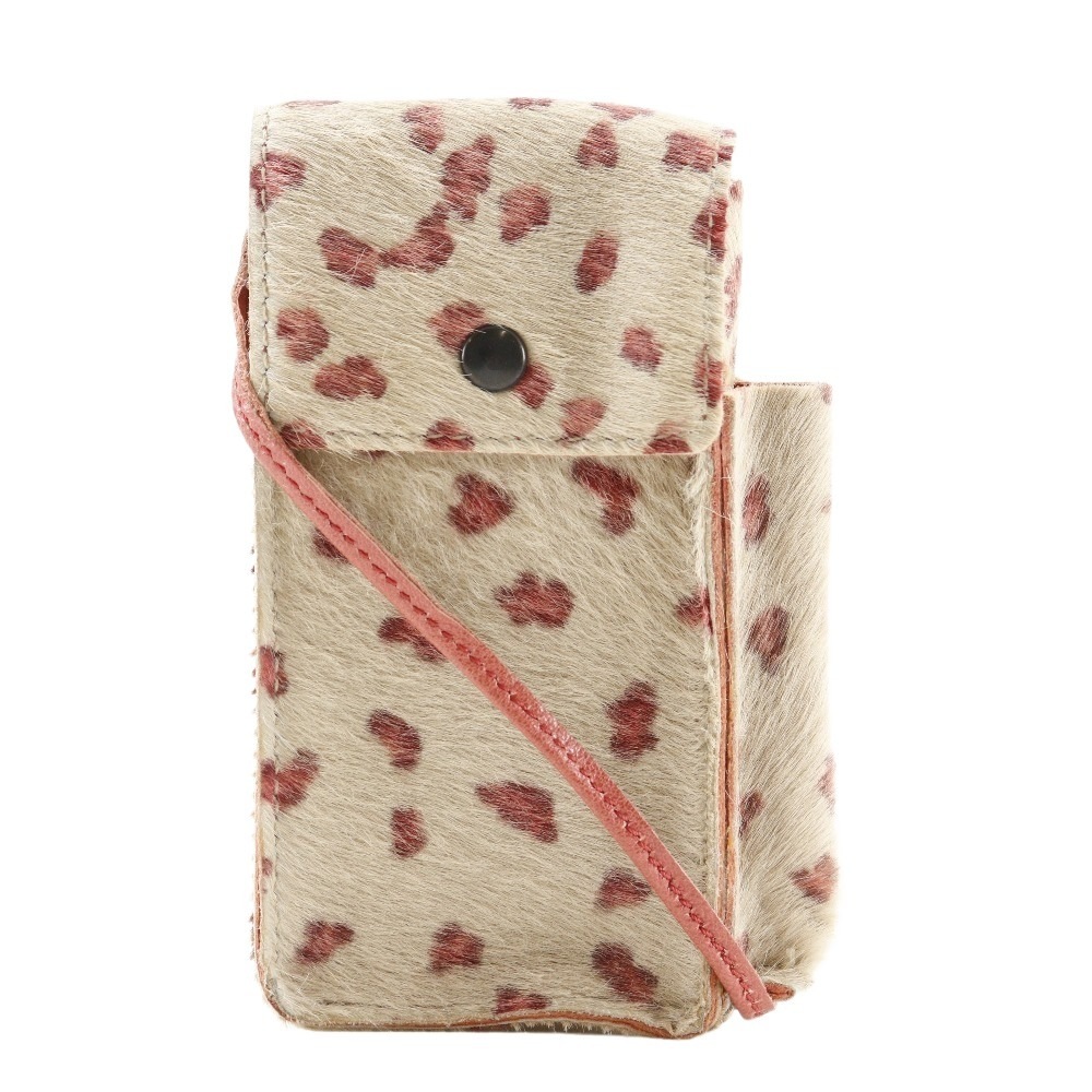 アクセサリーポシェット ポーチ レオパード柄 ヒョウ柄 ショルダーバッグ ハラコ ベージュ レディース 中古品