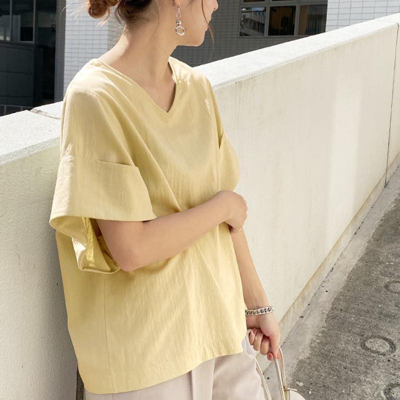 Tシャツ レディース 半袖 ショート丈お洒落 トップス ゆるTシャツ 丸首 プルオーバー カジュアル 着痩せ上着 夏 可愛い 体型カバー ルームウェア