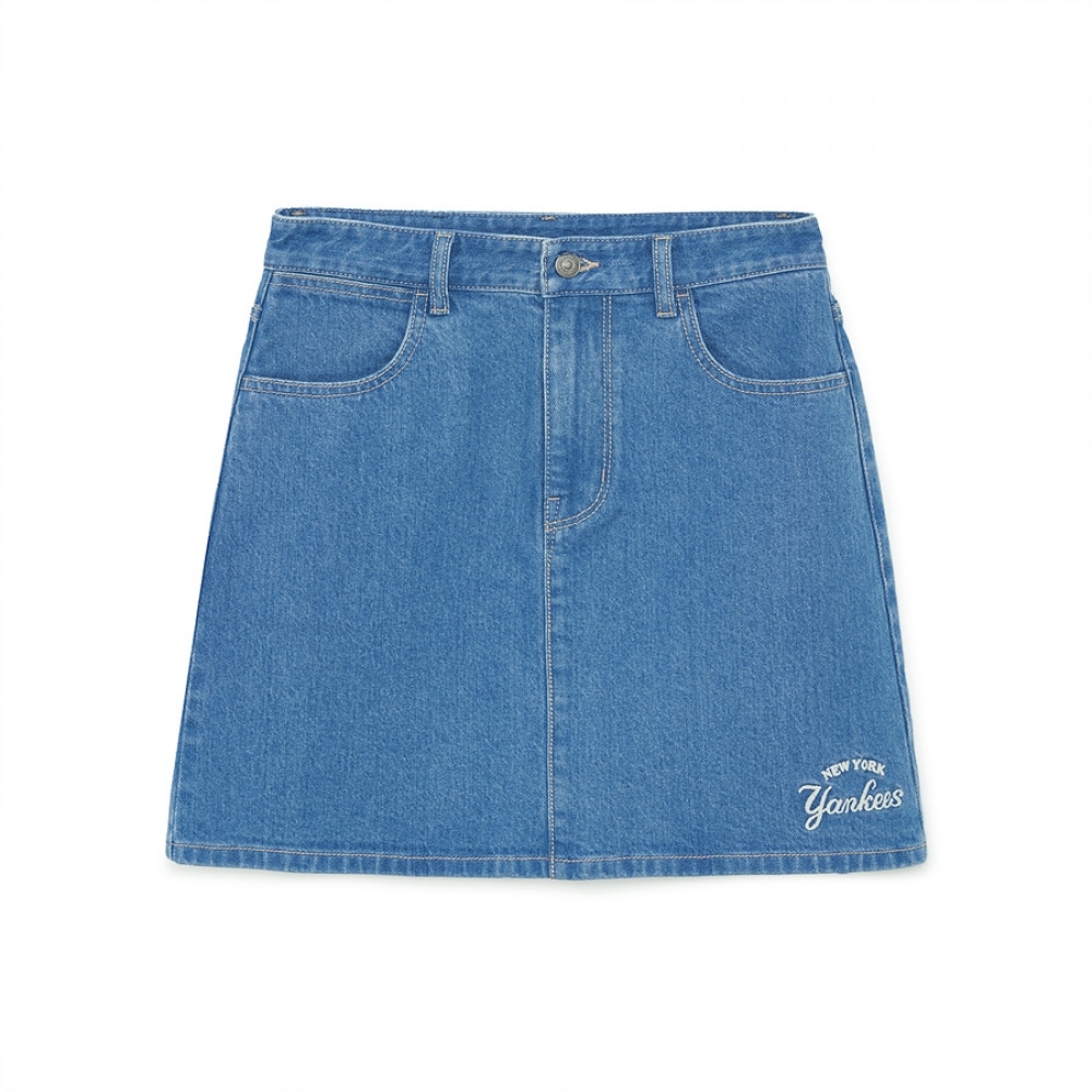 MLBレディースカルシブロゴデニムスカートNY（Indigo）