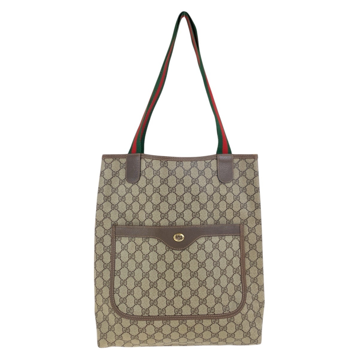 美品 ヴィンテージ オールドグッチ シェリーライン ブラウン GGスプリームキャンバス/レザー 39 02 003 トートバッグ ショルダーバッグ レディース 502371 16,206円
