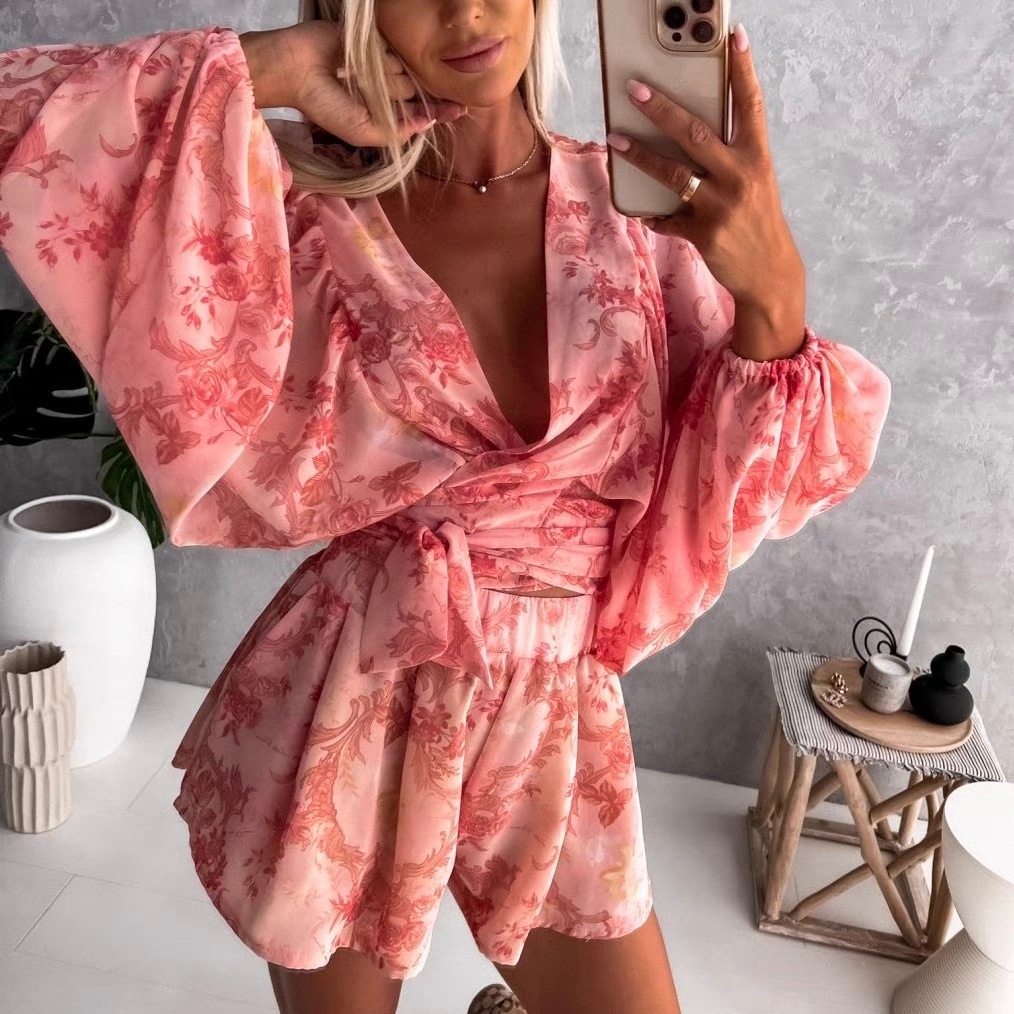 レディース トップス 部屋着 ジャンプスーツ 前開き 浴衣 ベルト ウエストマーク ウエストリボン 前開き エスニック エキゾチック こなれ感 オールインワン エレガント モダン 存在感