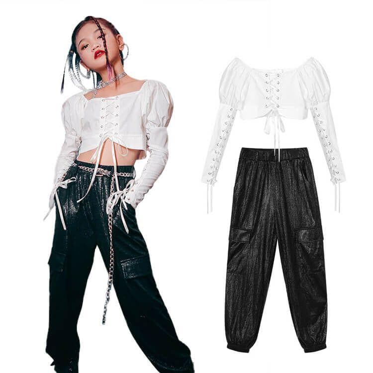 韓国 子供服 女の子 ステージ 衣装 へそ出し キッズダンス衣装 セットアップ 子ども服 演出服 上下 ガールズ 舞台服 おしゃれ ダンス 衣装 キッズ ダンス衣装 フ