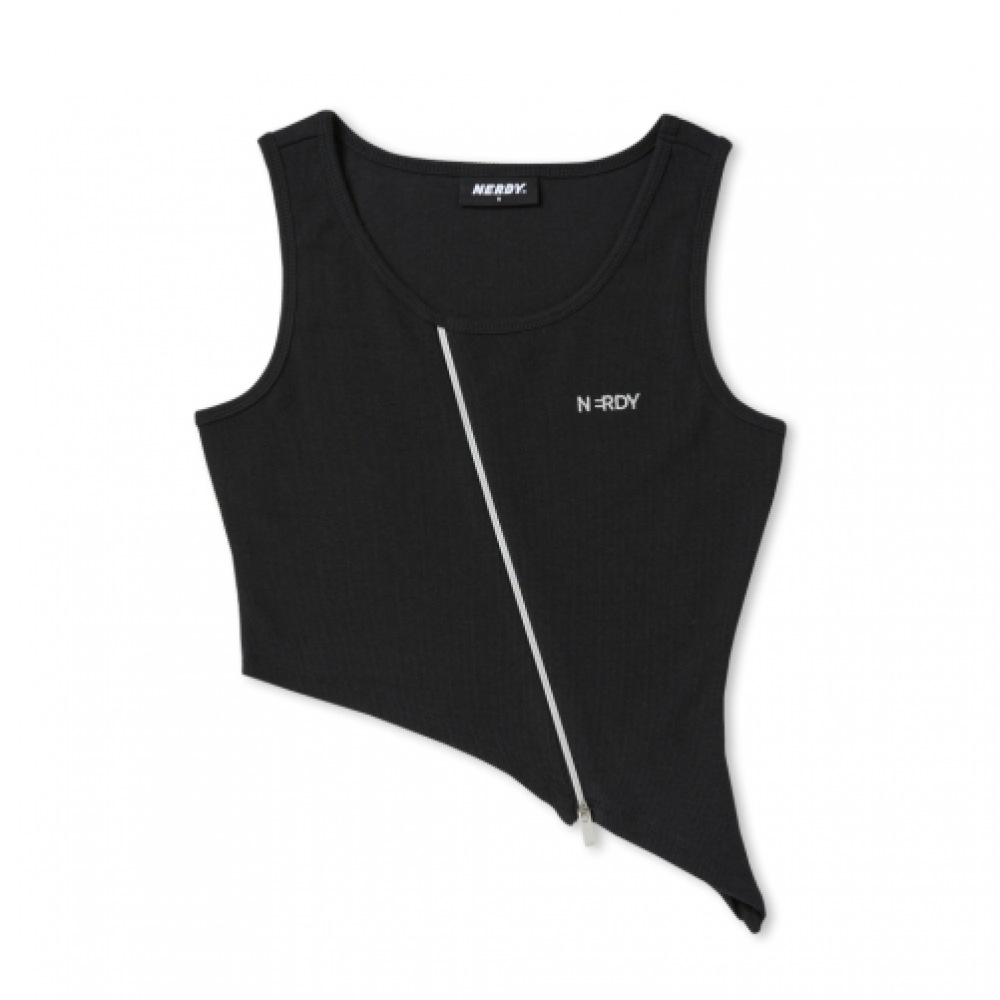 NERDY 女性用スパークリングロゴノースリーブトップブラック