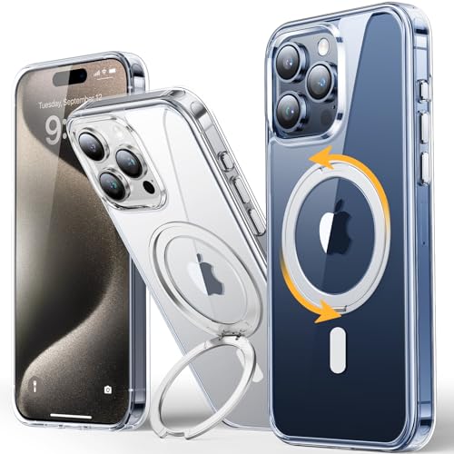 iPhone 15 Pro Max クリアケース 360度リングホルダー スタンド 両面マグネットその他 iPhone ケース