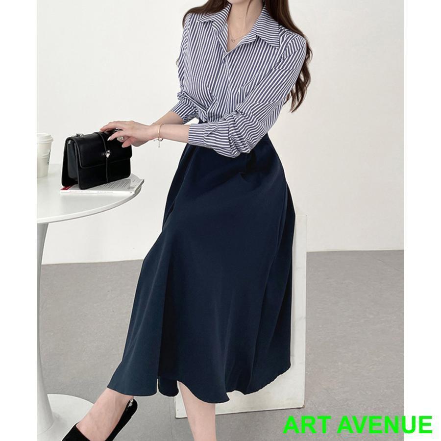 シャツワンピース レディースロングワンピ