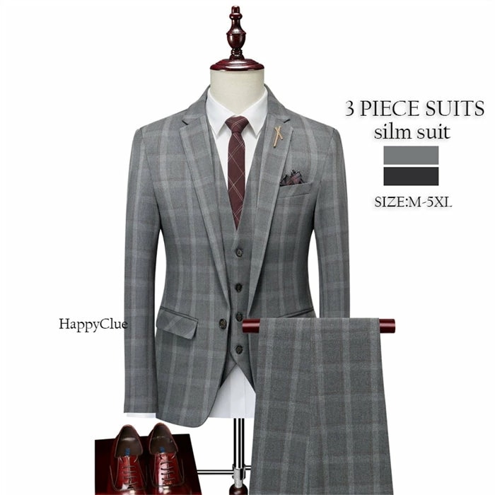 メンズスーツ パンツスーツ 男性 タキシード 3ピーススーツ チェック柄 おしゃれスーツ メンズ スーツ 礼服 紳士服 フォーマルスーツ ビジネス 通勤 面接 就活 入社 リクルートスーツ 結婚式 前